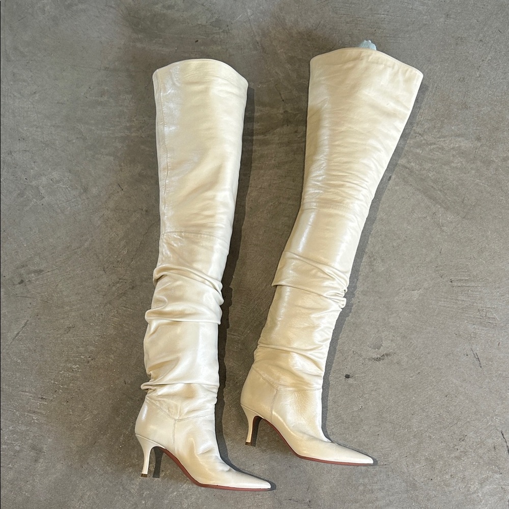 Amina Maude thigh high cream leather boots size 36.5